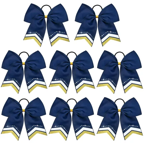 Miniatura 13 de 8 lazos de animación con brillantina, grandes lazos negros para animar, lazos para el pelo para niñas de 8 pulgadas, banda elástica a granel