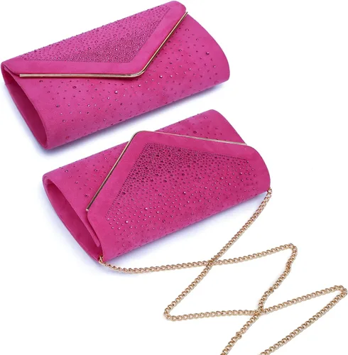 Miniatura 5 de Dasein Bolso de noche con diamantes de imitación para mujer, clutch de ante sintético, bolsos brillantes para fiestas formales, cóctel, boda, cartera