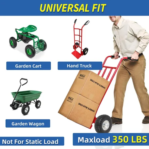 Miniatura 4 de GICOOL - Llanta sólida y rin, 4.10/3.50-4", 10", llanta de alta resistencia, agujero para eje de 5/8", cubo con desplazamiento de 2.2