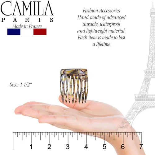 Miniatura 3 de Camila Paris CP2332/2 Peine lateral francés hecho a mano ónix, pequeño trenzado decorativo para el cabello, clips de sujeción fuerte para mujeres