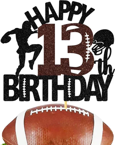 Miniatura 9 de Decoración para tartas de fútbol americano de 6 años, decoración de fiesta de cumpleaños de 6 años para niño