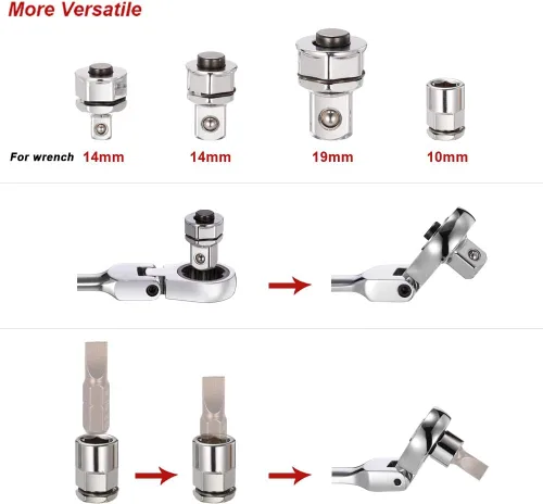 Miniatura 6 de BULLTOOLS - Juego de llaves de trinquete extralargas (6 piezas, acero cromado vanadio, 72 dientes, con métricas, 8mm - 19mm/0.315 in a 0.748 in)