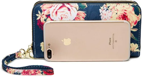 Miniatura 55 de Cartera de mano para mujer, estilo bohemio, con RFID, elegante, espaciosa con correa para viajes, capacidad para tarjetas, teléfono, dinero