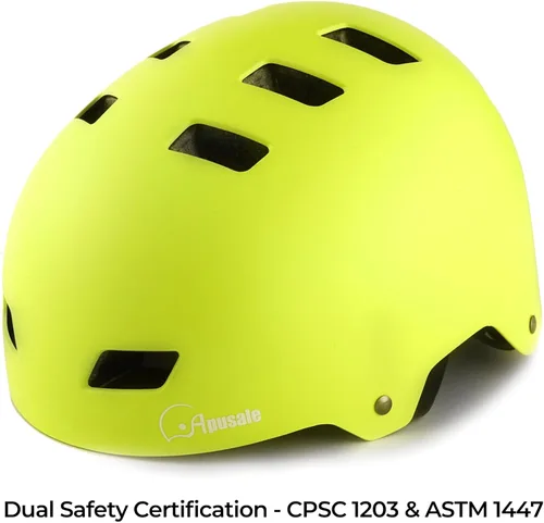 Miniatura 3 de Casco para bicicleta y patineta, ajustable y multideporte para patines y scooter, 3 tallas para adultos, jóvenes, niños y bebés Amarillo Verde