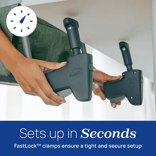 Miniatura 3 de Chicco FastLock Silla Alta con Gancho, Silla Alta Portátil para Bebés y Niños Pequeños, Se Instala en Segundos Negro/Negro