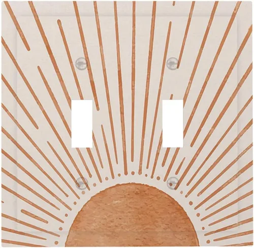 Miniatura 38 de Placa de pared eléctrica de 1 gang sin dispositivo en blanco, bohemio naranja vintage años 70 60s beige amanecer puesta de sol mediados de siglo