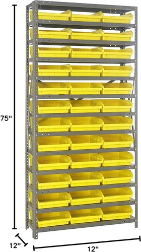 Miniatura 321 de Quantum QSBU-245BK Heavy Duty Shelving Unit with (7) Shelves and (24) QUS245 Black Bins for Garage Warehouse Storage Distribution 400 lb Load