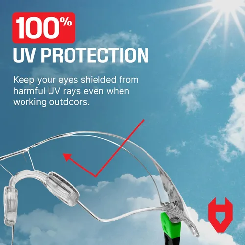 Miniatura 8 de Gafas de seguridad NoCry con lentes transparentes, no se empañan, resistentes a los rayones, envolventes antideslizantes, protección UV. Ajustables