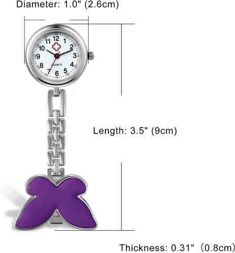 Miniatura 7 de Avaner - Reloj de bolsillo con clip para mujer, de acero inoxidable, de cuarzo, con cara de corazón, con solapa, reloj de bolsillo colgante