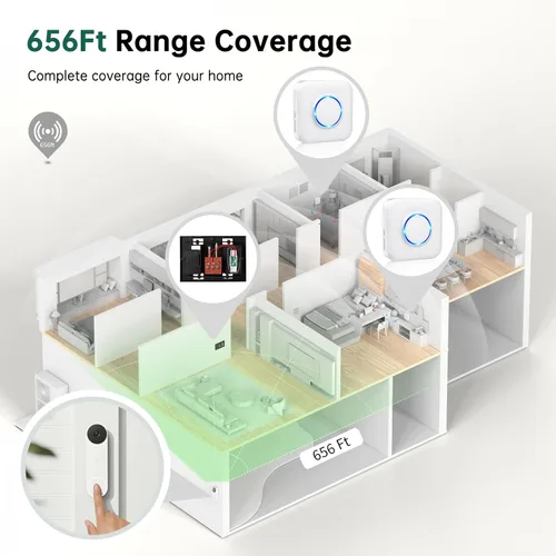 Miniatura 3 de Timbre inalámbrico – Compatible con Google Nest Doorbell (cableado, 2ª generación y 3ª generación) y Google Nest Doorbell (batería) con transmisor