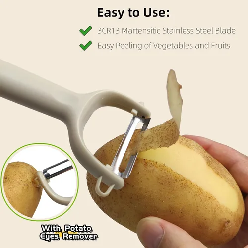 Miniatura 4 de Trez Treamer Paquete de 6 peladores de verduras para cocina, juego de pelador de manzanas de acero inoxidable para verduras, zanahoria, frutas
