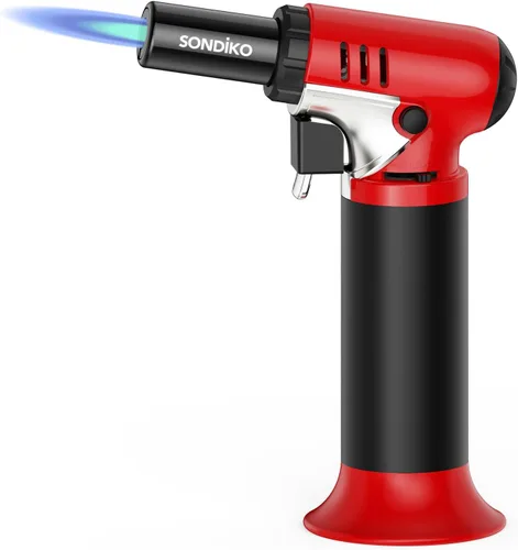 Sondiko - Antorcha de butano recargable con ventana de combustible visible, soplete de soldadura con llama ajustable para soldadura, arte en resina,