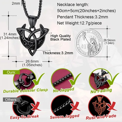Miniatura 3 de FaithHeart Collar de triple diosa de la luna de acero inoxidablechapado en oro de 18 quilates joyería Wiccan para mujer con delicado embalaje