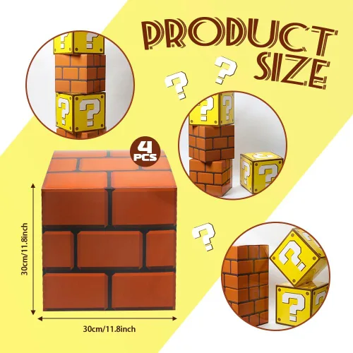 Miniatura 3 de SUYEPER 4 cajas grandes para fiesta de cumpleaños, preguntas y juegos de fiesta de ladrillo (11.8 x 11.8 pulgadas)