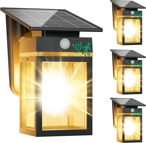 Miniatura 11 de Luces Solares de Porch al Aire Libre, del Anochecer al Amanecer y Luz de Pared con Sensor de Movimiento con Forma de Linterna, 3 Modos IP65