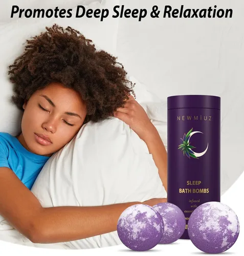 Miniatura 4 de Bombas de baño de burbujas para dormir profundo con aceites esenciales de manzanilla de lavanda, baño hidratante para piel seca y relajación, regalo