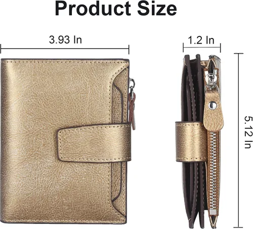 Miniatura 5 de Lavemi Cartera pequeña y compacta para mujer, con bloqueo RFID, de piel auténtica, con ventanas de identificación