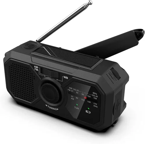 Miniatura 3 de Kaito V5 Radio de emergencia – Panel solar y manivela – Linterna LED – Radio meteorológica Voyager Mini NOAA – Radio AM/FM Batería recargable (negro)