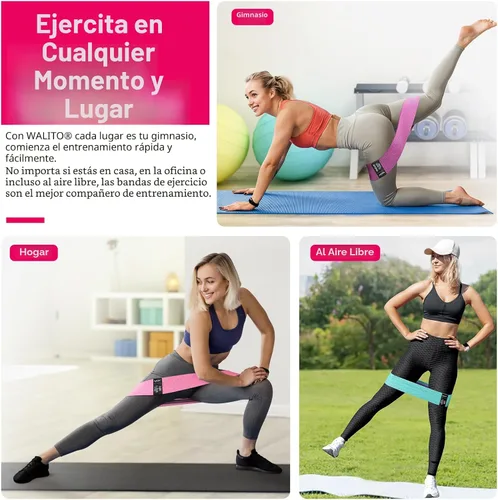Miniatura 4 de WALITO Bandas de Resistencia para Entrenamiento, Bandas de Ejercicio de Tela para Piernas y Glúteos, Bandas de Entrenamiento para Mujeres y Hombres