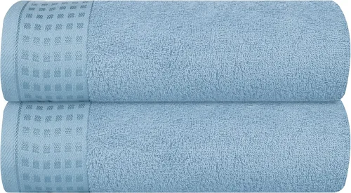 Miniatura 114 de GLAMBURG Juego de 2 toallas de baño de gran tamaño 100% algodón, 28 x 55 pulgadas, ultra suaves, altamente absorbentes, compactas, de secado rápido