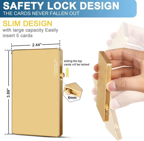 Miniatura 4 de T-MFY Cartera magnética para tarjetero, diseño de bloqueo y bloqueo RFID, soporte delgado de aluminio para tarjetas de bolsillo frontal para hombre