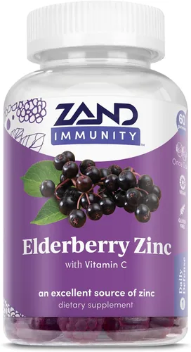 Gomitas de inmunidad de saúco con zinc y vitamina C de ZAND - Suplemento de apoyo inmunológico - Gomitas de saúco con DV de zinc y vitamina C -