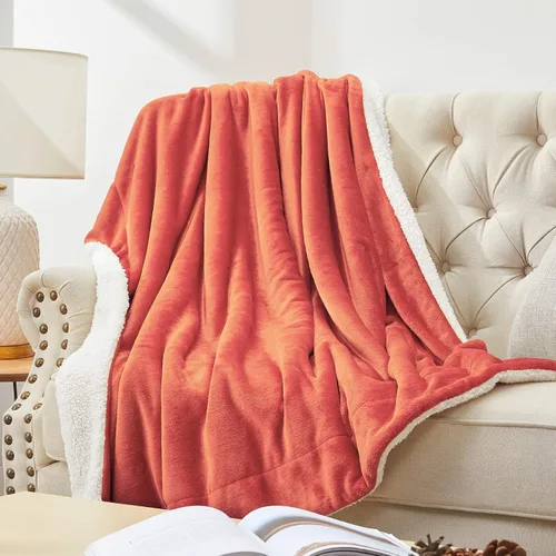 Miniatura 7 de Walensee Manta de Forro Polar Sherpa (Tamaño Individual 60"x80" Coral) Manta Afelpada Peluda Súper Suave Reversible de Microfibra y Franela