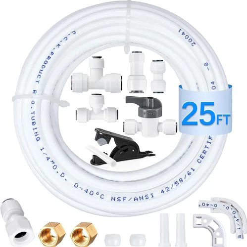 Miniatura 8 de Kit de línea de agua para refrigerador - Kit de instalación de agua para máquina de hielo de grado alimenticio, tubo de agua de 1/4 pulgadas O.D.
