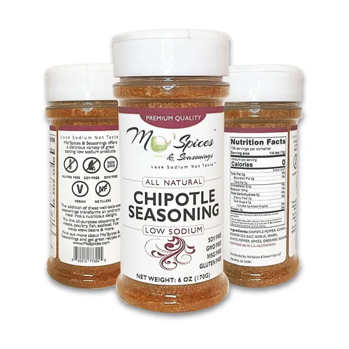 Mo'Spices & Seasonings - Condimento Chipotle, bajo en sodio, sin gluten, sin OMG, sin soja, sin MSG, vegano, paleo y cetogénico, sal marina