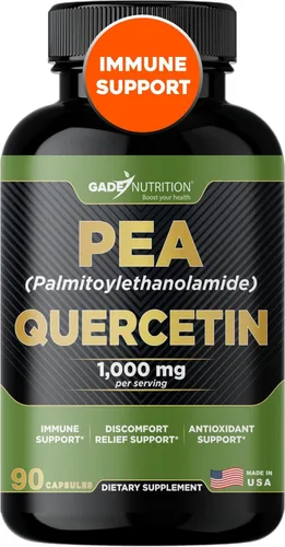 Gade Nutrition Palmitoiletanolamida Suplemento de guisante 800 mg con quercetina 200 mg | Guisante micronizado 99% altamente purificado y 95% de