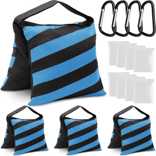 Miniatura 12 de Aimosen 4 paquetes de bolsas de arena con peso para trípode de fotografía y equipo de video, bolsa de silla de montar resistente para soporte