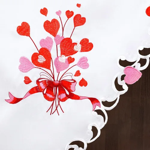 Miniatura 3 de Grelucgo Juego de cortinas bordadas para ventana de cocina (corazón)