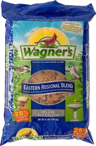 Miniatura 2 de Wagner's 62011 Eastern Regional Blend - Alimento para pájaros silvestres, bolsa de 8 libras y 57075 semillas de cártamo para aves silvestres, bolsa