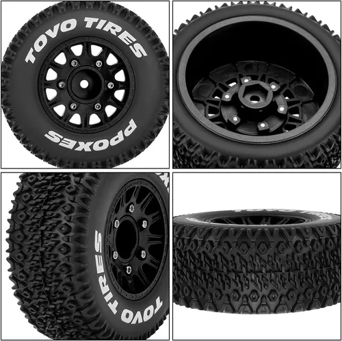 Miniatura 7 de GLOBACT Ruedas y neumáticos hexagonales RC de 0.472 in/0.551 in 1/10 RC para Arrma Senton Fury Slash Axial Losi Redcat Rc4wd Hex Reemplazo Negro