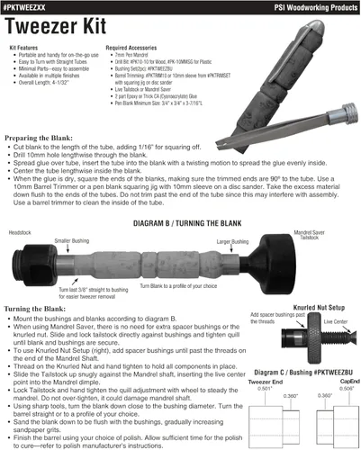Miniatura 2 de Penn State Industries PKTWEEZCH Kit de pinzas para proyecto de torneado de madera (cromo)