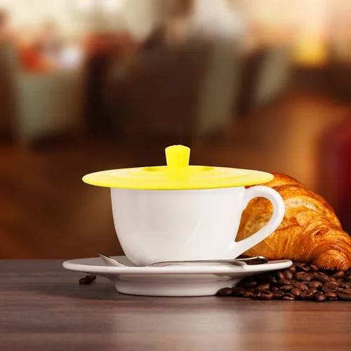 Miniatura 7 de Boao 10 fundas de silicona para tazas para bebidas, tapas de silicona antipolvo de 4 pulgadas con soporte para cuchara para taza de café, té, tapas