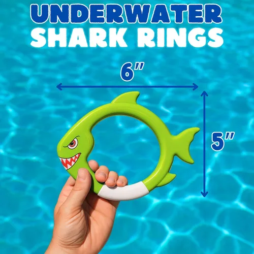 Miniatura 3 de Haktoys Anillos de buceo de tiburón, juguetes de buceo para niños, juguetes de entrenamiento de natación para niños y niñas, juegos de piscina