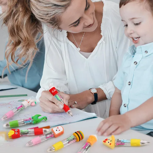 Miniatura 7 de CZWZ 8 piezas de bolígrafos de cuentas navideños, bolígrafos de plástico con cuentas y cuentas de silicona multicolor, bolígrafos navideños