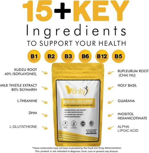 Miniatura 5 de Suplemento de apoyo para bebidas antialcohol-15+ingredientes clave para el apoyo del antojo, salud hepática, kudzu, cardo de leche, albahaca santa