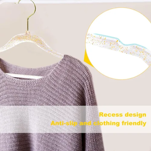 Miniatura 8 de Perchas transparentes para ropa de 16 pulgadas, paquete de 20 perchas de plástico para armario de adultos, ganchos de ropa duraderos con gancho