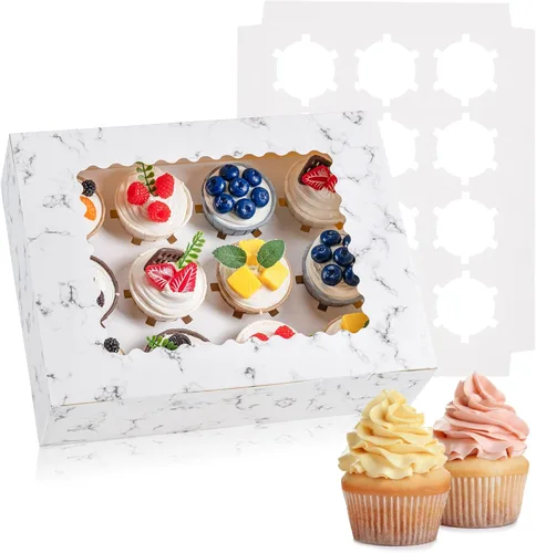 Miniatura 11 de Hoewina 6 Cajas para Cupcakes - Capacidad para 12 Unidades, Recipientes para Cupcakes con Ventana, Soporte para Cupcakes de Grado Alimenticio, Fácil