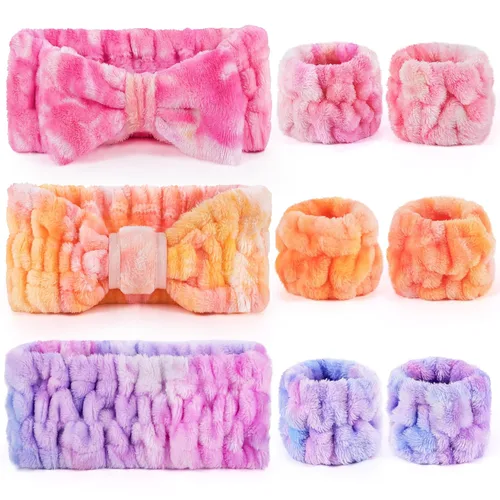 DiyJibb 9 Pcs Spa Headband for Washing Face,Skincare Headband and Wristband Set,Women Teen Girls Facial Hairbands for Washing Face, Makeup, Sports,