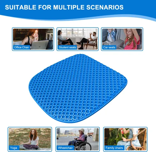 Miniatura 4 de Cojín de gel grande para asiento largo sentado con funda antideslizante, suave y transpirable, cojín para asiento de automóvil, cojín de asiento