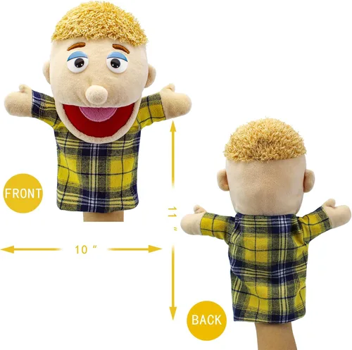 Miniatura 2 de Marionetas de mano familiares, Marionetas para niños para representar a los miembros de la familia 34 cm Marionetas multiétnicas de peluche suaves