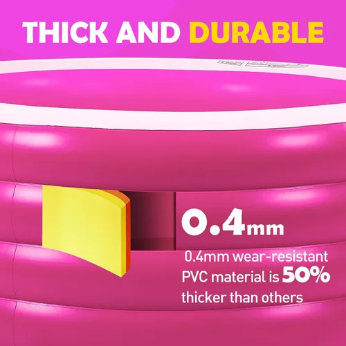 Miniatura 2 de Piscina inflable redonda de 72 x 30 pulgadas de profundidad, piscina inflable para el patio trasero para niños, rosa