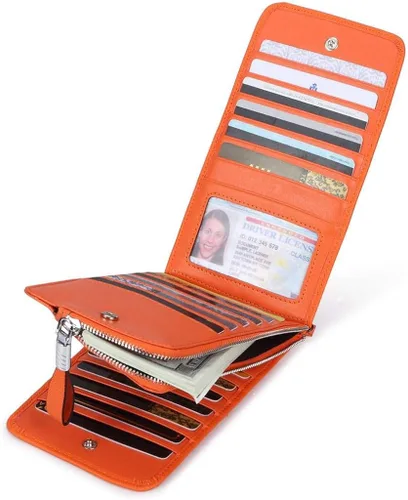 Miniatura 3 de Huztencor cartera de cuero con bolsillo para tarjeta de crédito bloqueo RFID, billetera, funda para tarjetas para mujer