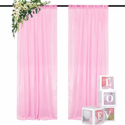 Miniatura 20 de DUOBAO Cortina de gasa naranja transparente de 10 pies, 2 paneles de 29 x 120 pulgadas, cortinas de tela de gasa para ceremonia de boda, cortinas