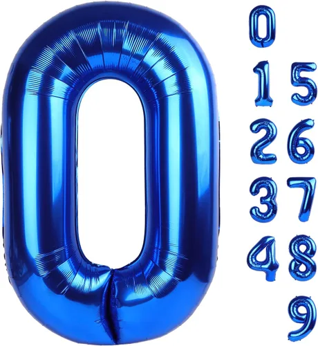Miniatura 323 de Globos de números de 5 globos de 40 pulgadas, decoraciones de cumpleaños azules para niños y niñas, globos de números azul marino grandes