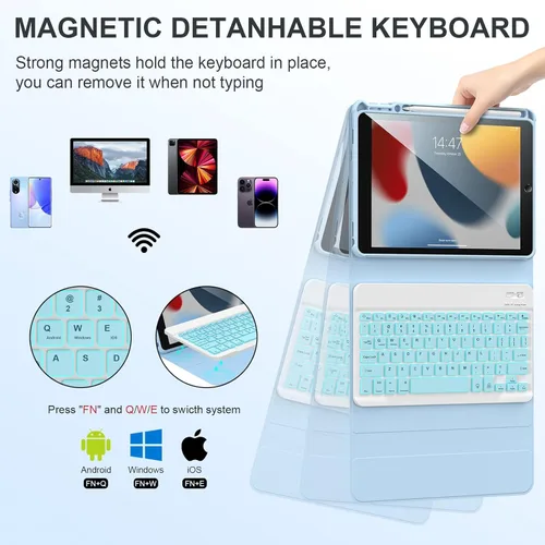 Miniatura 6 de Funda de teclado para iPad Air de 11 pulgadas (M3 2025 / M2 2024) y iPad Pro de 11 pulgadas (1ª/2ª/3ª/4ª generación), retroiluminación magnética
