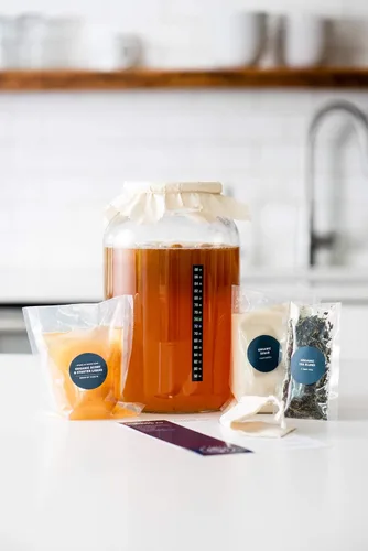 Miniatura 4 de Kit de iniciación – Incluye SCOBY orgánico, líquido de inicio, frasco de vidrio de 1 galón, medidor de temperatura, té y azúcar